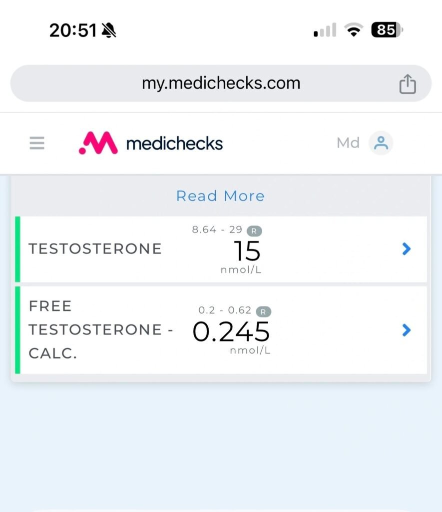 A medic heck male hormone testosterone levels result